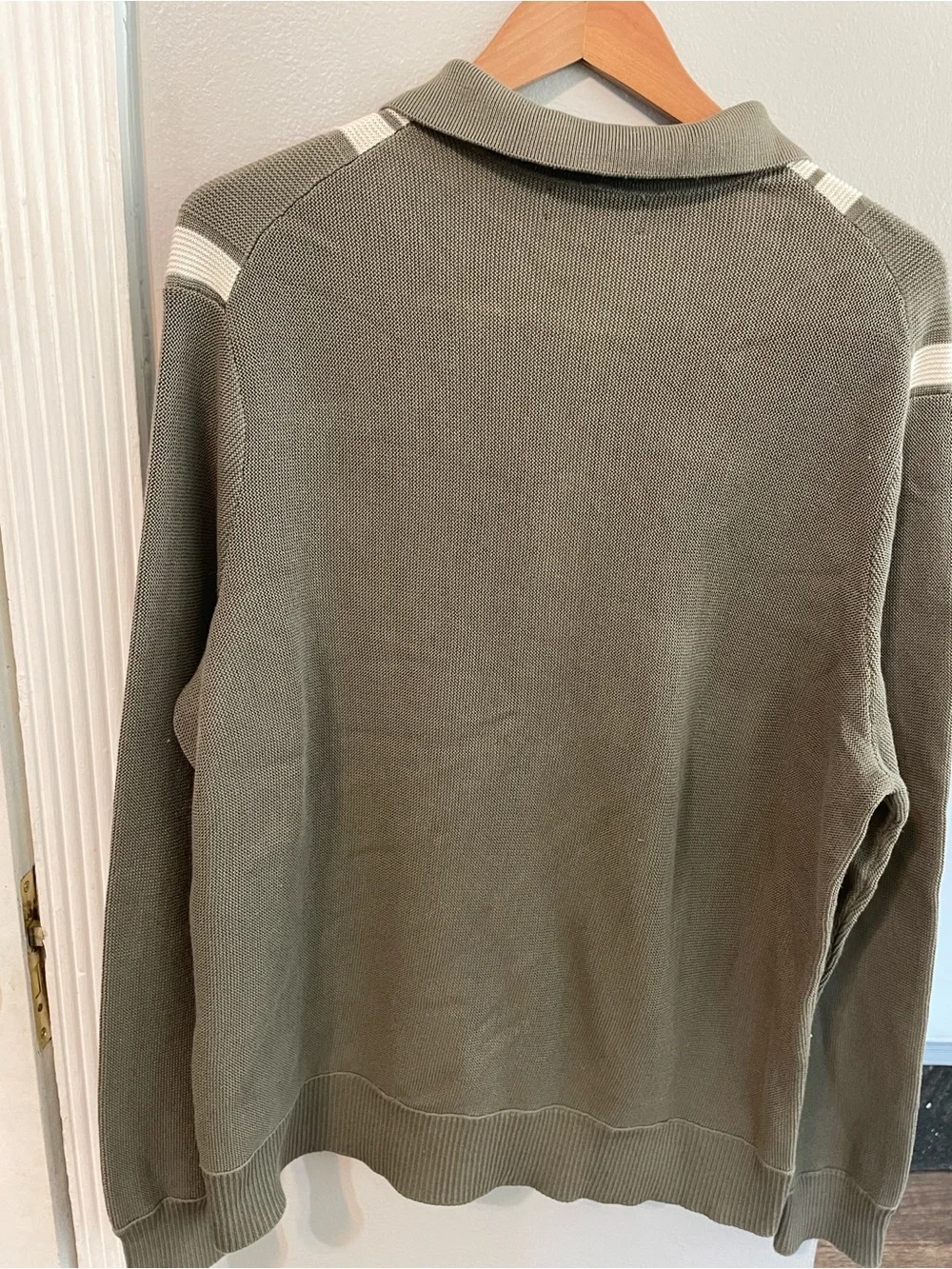 Banana Republic Olive Green Striped Button-Up Cardigan